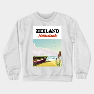 Zeeland Netherlands Rowing boat travel poster Crewneck Sweatshirt